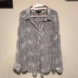 Black and white button down blouse